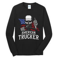 American Trucker For Patriotic Truck Driver Tall Long Sleeve T-Shirt