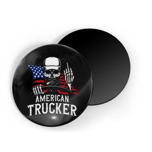 American Trucker For Patriotic Truck Driver Magnet