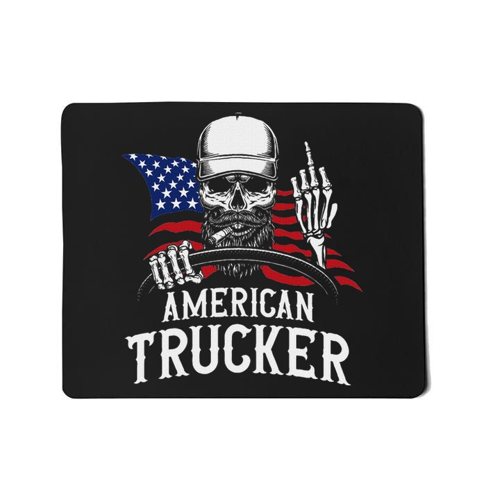 American Trucker For Patriotic Truck Driver Mousepad