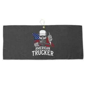 American Trucker For Patriotic Truck Driver Large Microfiber Waffle Golf Towel