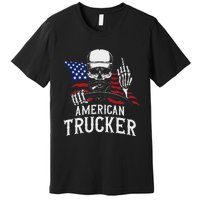 American Trucker For Patriotic Truck Driver Premium T-Shirt