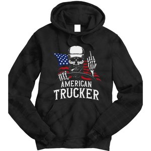 American Trucker For Patriotic Truck Driver Tie Dye Hoodie