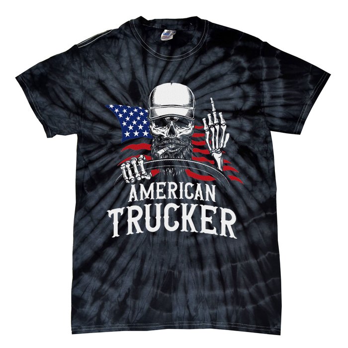 American Trucker For Patriotic Truck Driver Tie-Dye T-Shirt