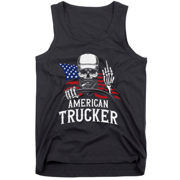 American Trucker For Patriotic Truck Driver Tank Top