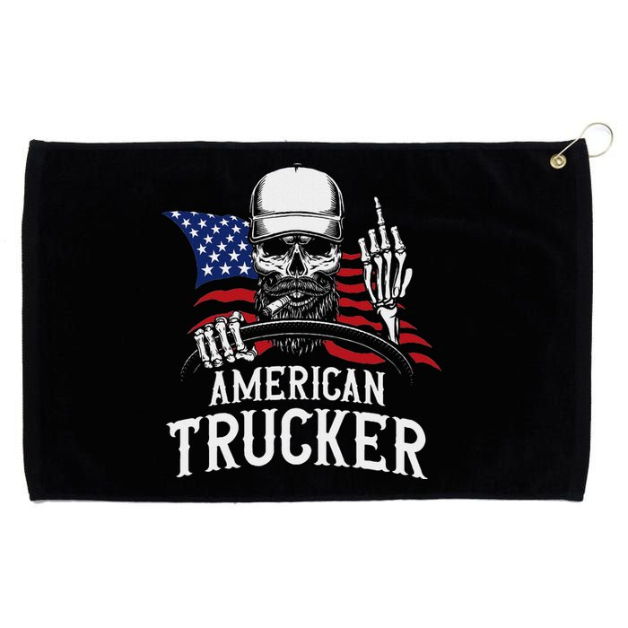 American Trucker For Patriotic Truck Driver Grommeted Golf Towel