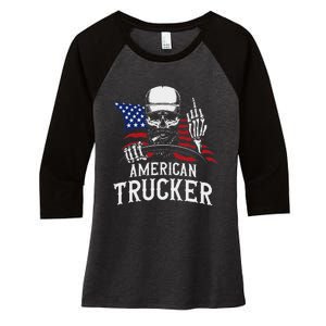 American Trucker For Patriotic Truck Driver Women's Tri-Blend 3/4-Sleeve Raglan Shirt