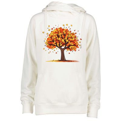 Autumn Tree Fall Lover Womens Funnel Neck Pullover Hood