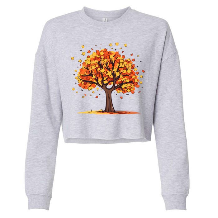 Autumn Tree Fall Lover Cropped Pullover Crew