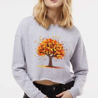 Autumn Tree Fall Lover Cropped Pullover Crew