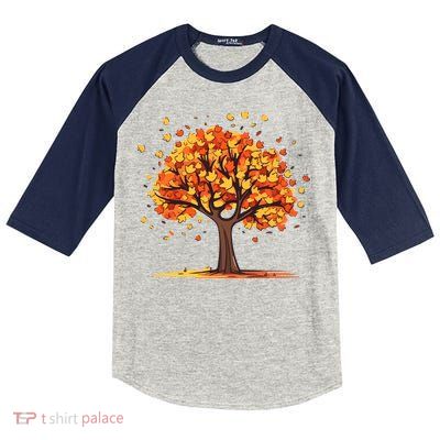 Autumn Tree Fall Lover Kids Colorblock Raglan Jersey