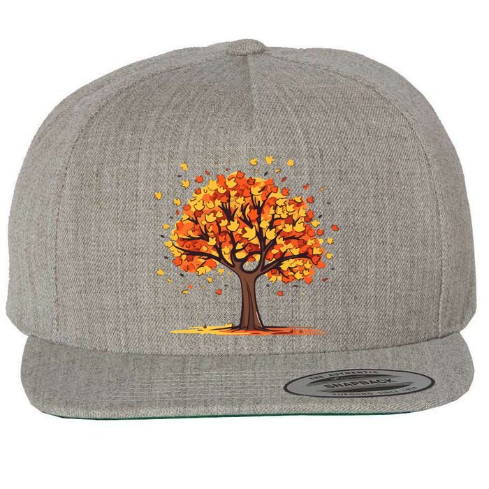 Autumn Tree Fall Lover Wool Snapback Cap