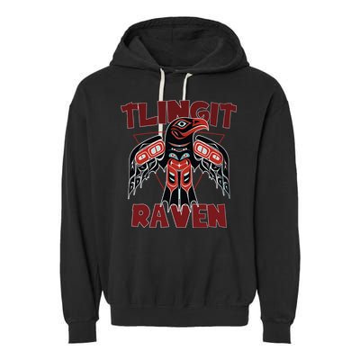 Alaska Tlingit For Native Raven Totem Garment-Dyed Fleece Hoodie