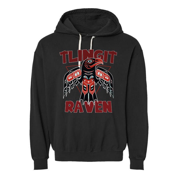 Alaska Tlingit For Native Raven Totem Garment-Dyed Fleece Hoodie