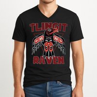 Alaska Tlingit For Native Raven Totem V-Neck T-Shirt