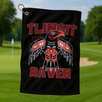 Alaska Tlingit For Native Raven Totem Golf Towel