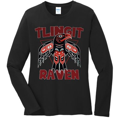 Alaska Tlingit For Native Raven Totem Ladies Long Sleeve Shirt