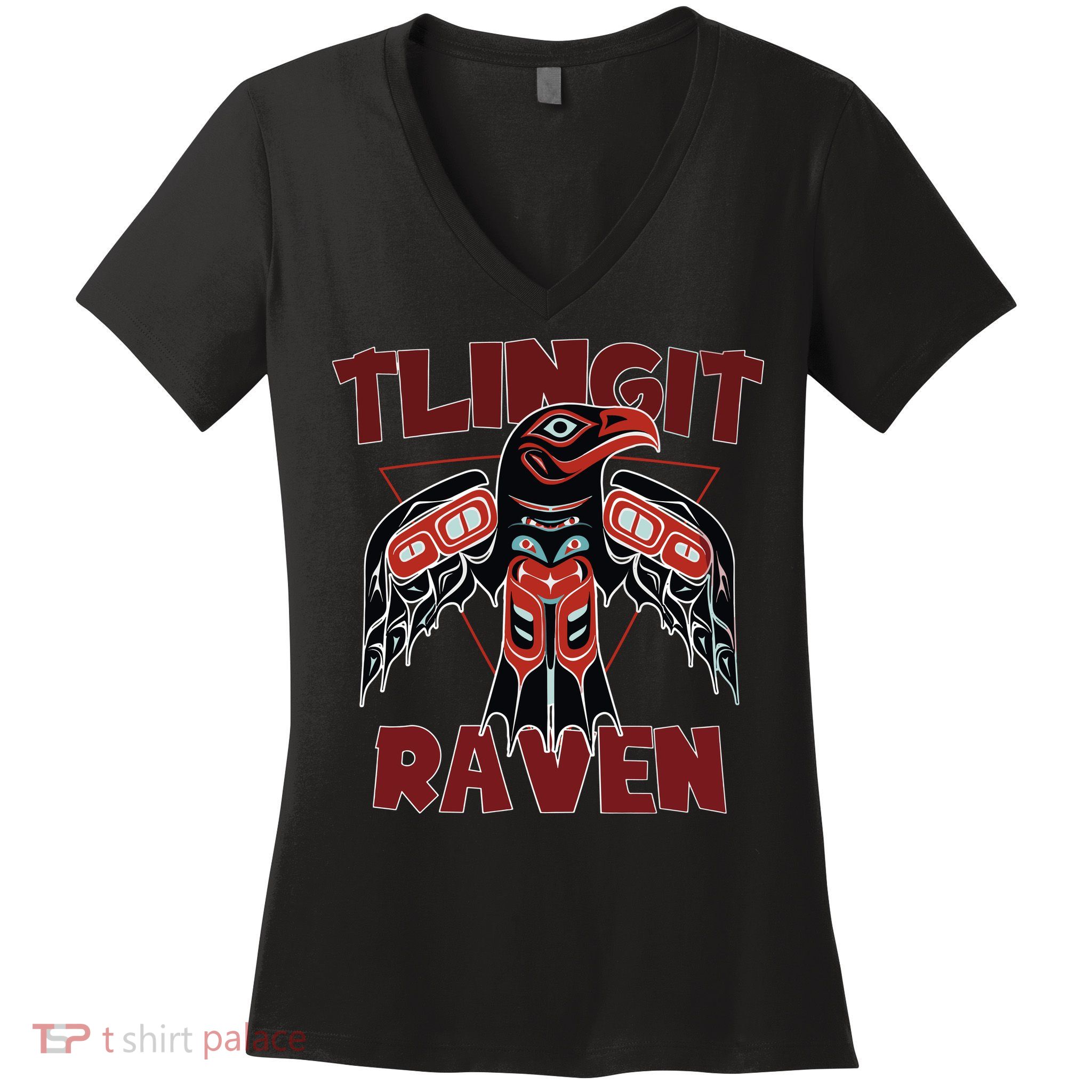 Alaska Tlingit For Native Raven Totem Women's V-Neck T-Shirt