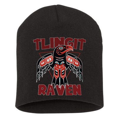Alaska Tlingit For Native Raven Totem Short Acrylic Beanie
