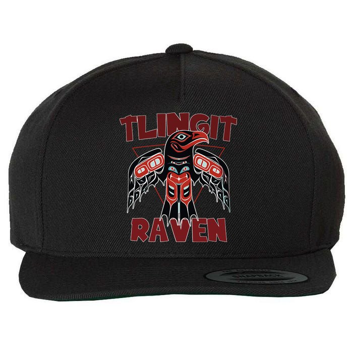 Alaska Tlingit For Native Raven Totem Wool Snapback Cap