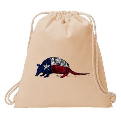 Armadillo Texas Flag Drawstring Bag