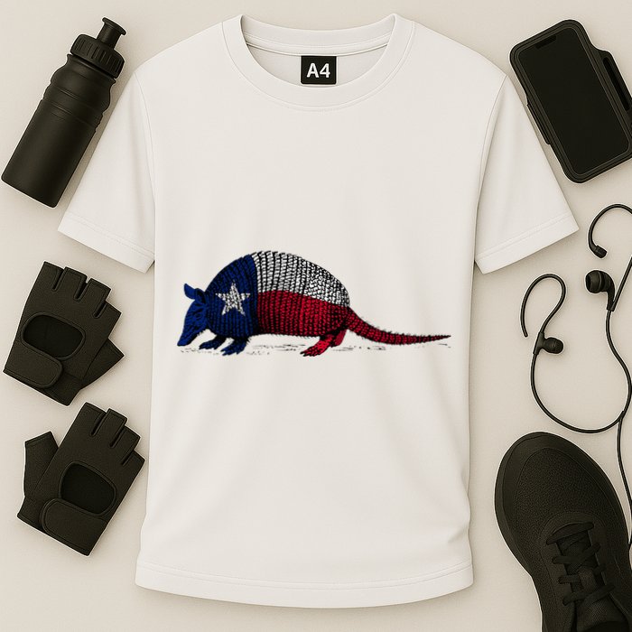 Armadillo Texas Flag Cooling Performance Crew T-Shirt