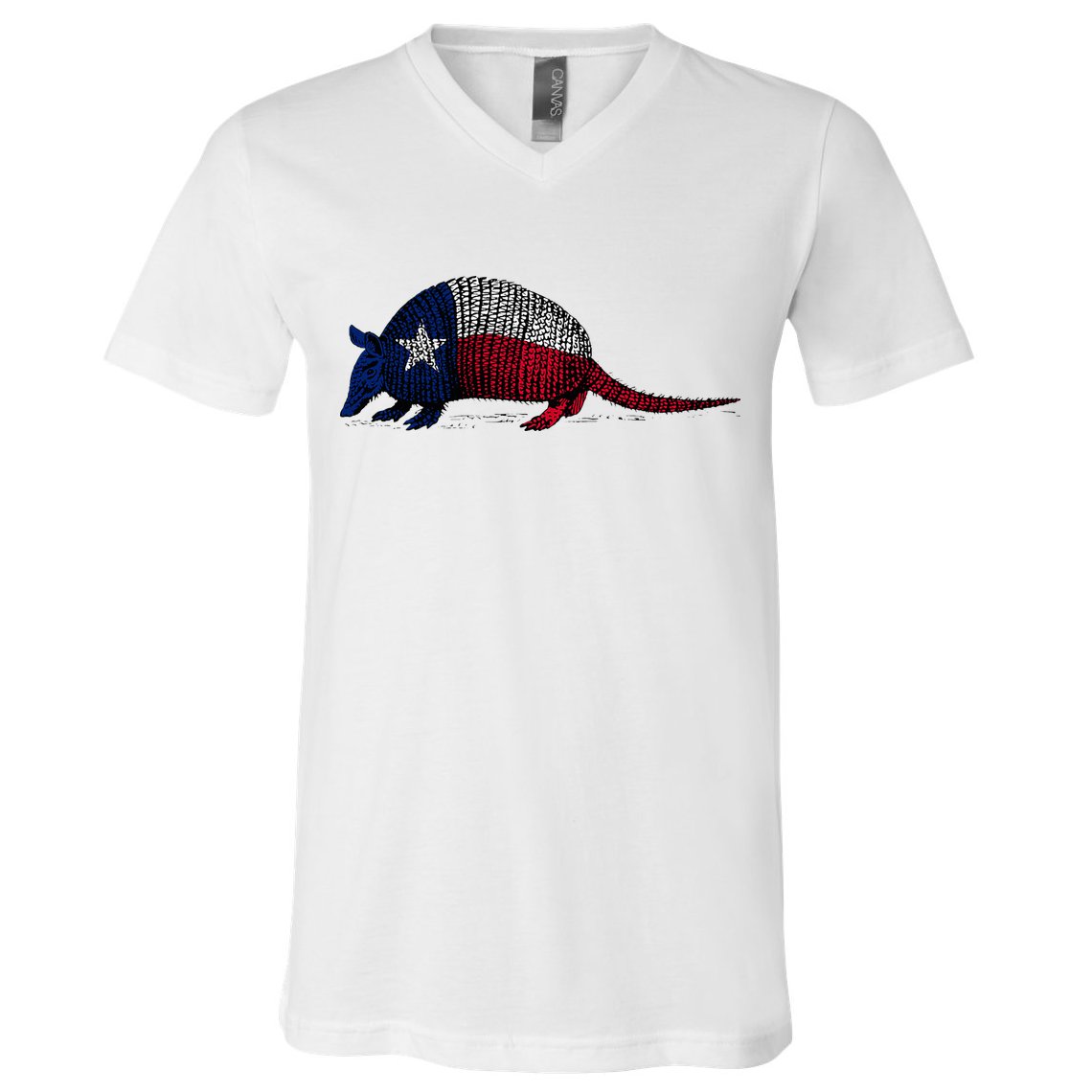 Armadillo Texas Flag V-Neck T-Shirt