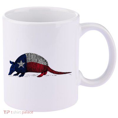 Armadillo Texas Flag 11oz C Handle Ceramic Mug
