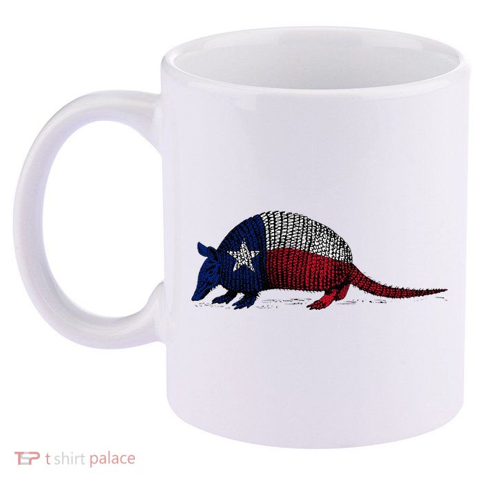 Armadillo Texas Flag 11oz C Handle Ceramic Mug