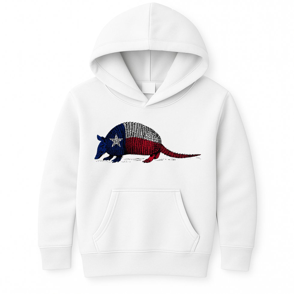 Armadillo Texas Flag Kids Hoodie