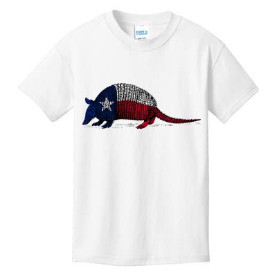 Armadillo Texas Flag Kids T-Shirt