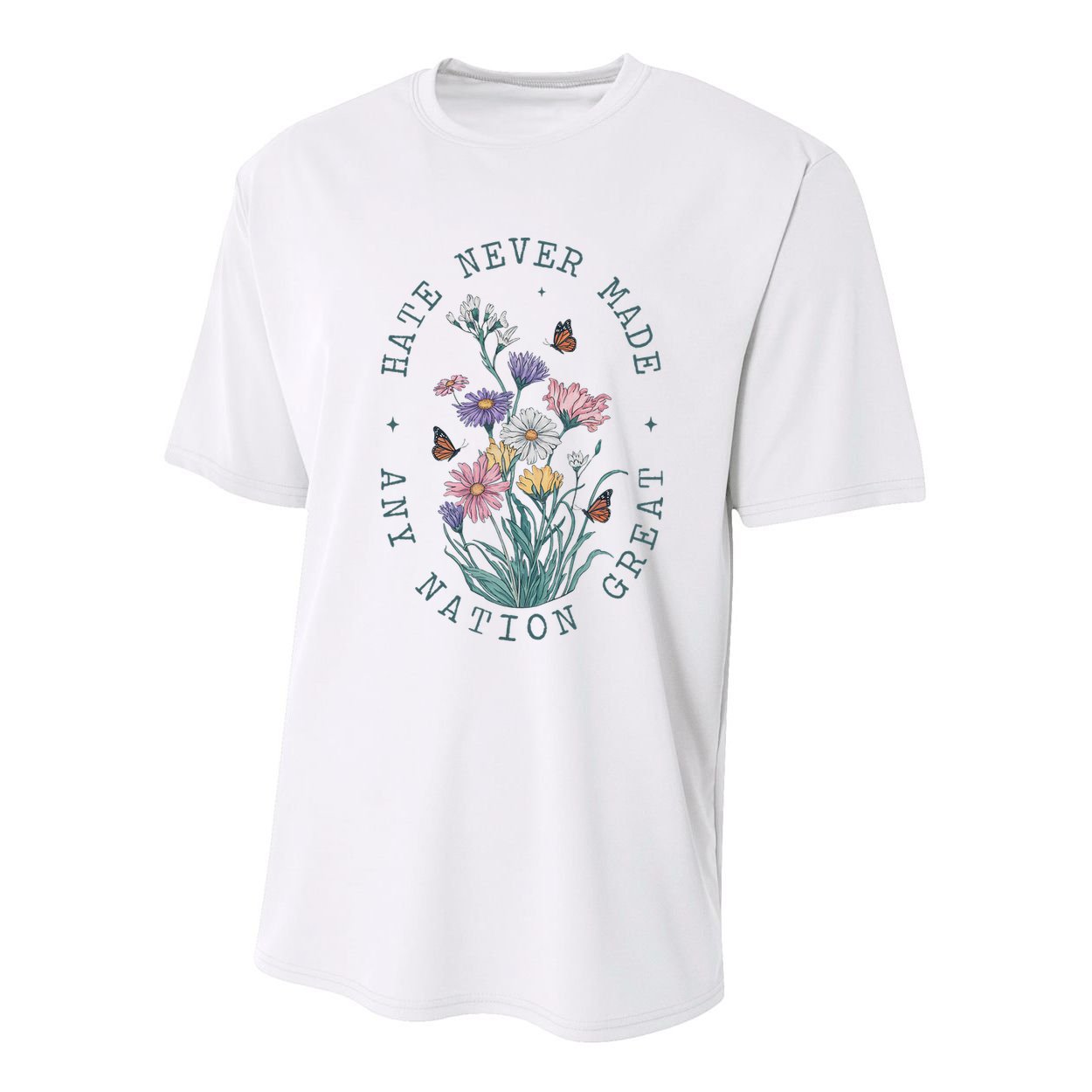 Anti Trump Floral Butterflies Democrat President Liberal Youth Performance Sprint T-Shirt