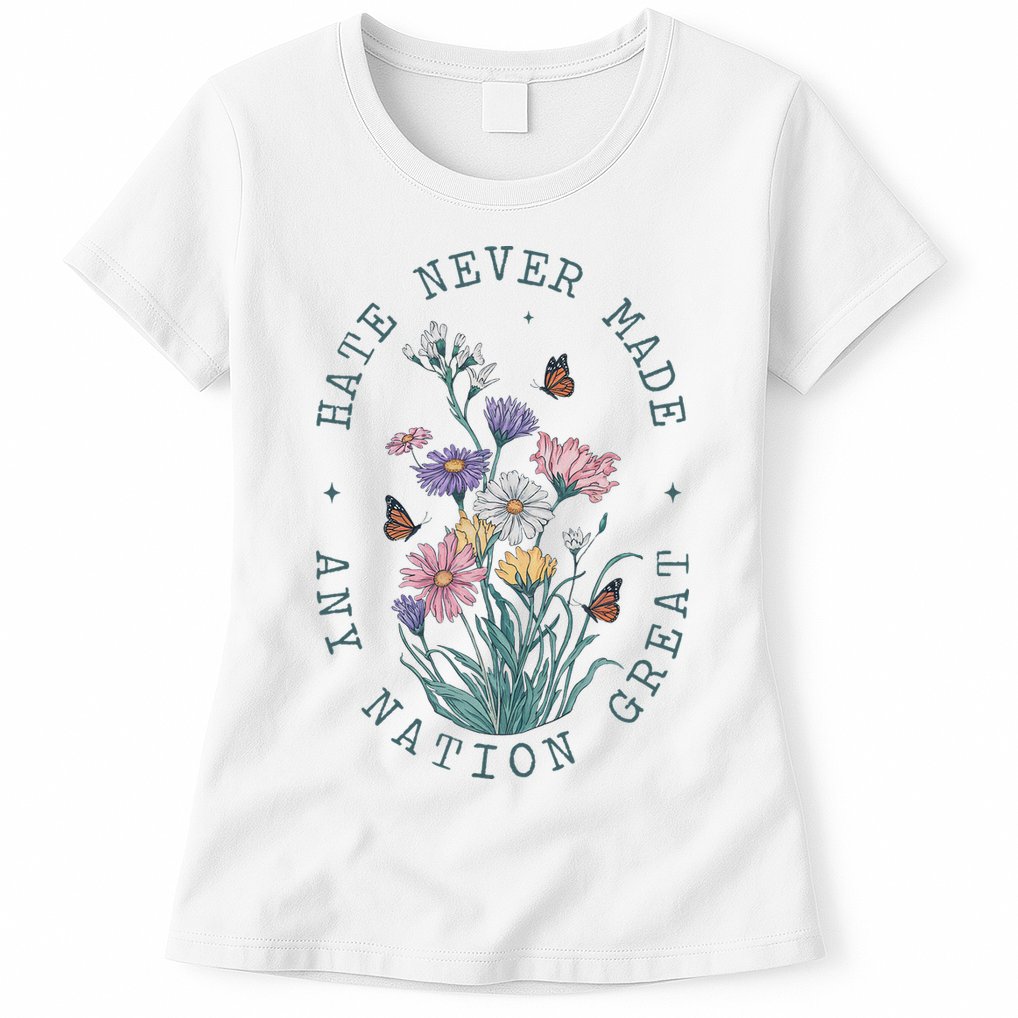 Anti Trump Floral Butterflies Democrat President Liberal Womens T-Shirt