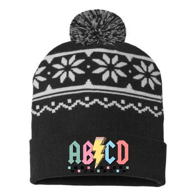 Abcd Teacher Funny Teacher Appreciation USA-Made Snowflake Beanie