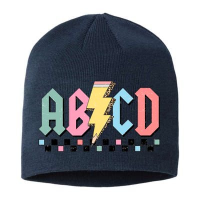 Abcd Teacher Funny Teacher Appreciation Sustainable Beanie