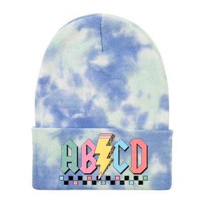 Abcd Teacher Funny Teacher Appreciation Tie Dye 12in Knit Beanie