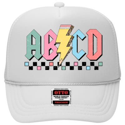 Abcd Teacher Funny Teacher Appreciation High Crown Mesh Back Trucker Hat