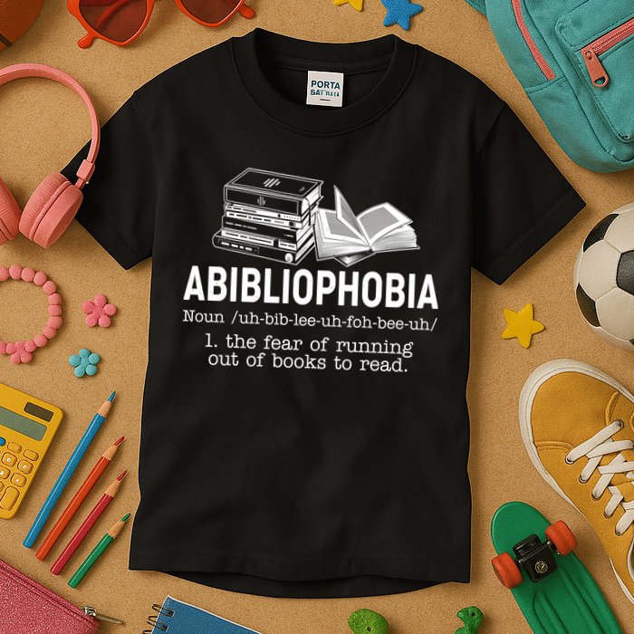 Abibliophobia The Fear Of Running Out Of Books Kids T-Shirt