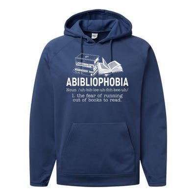 Abibliophobia The Fear Of Running Out Of Books Performance Fleece Hoodie