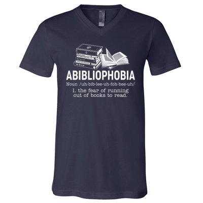 Abibliophobia The Fear Of Running Out Of Books V-Neck T-Shirt