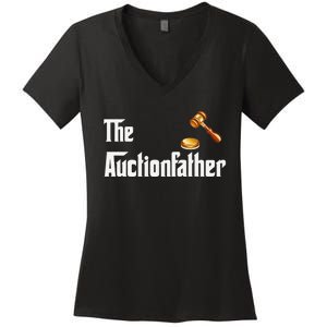 Auctioneer Tool Funny Humor Auctions Auctionfather Women's V-Neck T-Shirt