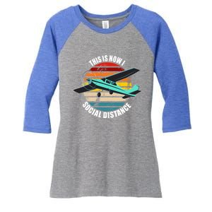 Airplane Themed Funny Gift Float Plane Born To Fly Airplanes Funny Gift Women's Tri-Blend 3/4-Sleeve Raglan Shirt