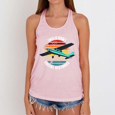 Airplane Themed Funny Gift Float Plane Born To Fly Airplanes Funny Gift Women's Knotted Racerback Tank