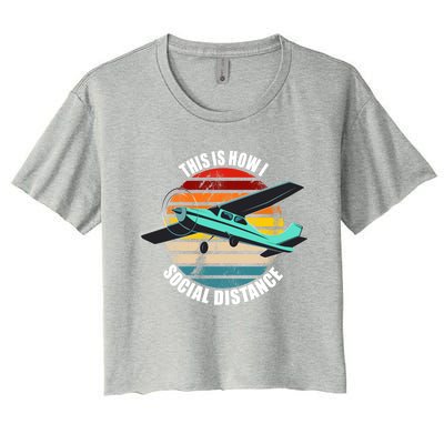 Airplane Themed Funny Gift Float Plane Born To Fly Airplanes Funny Gift Women's Crop Top Tee