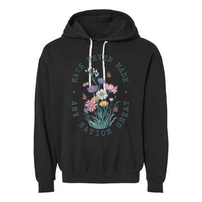 Anti Trump Floral Butterflies Democrat President Liberal Garment-Dyed Fleece Hoodie