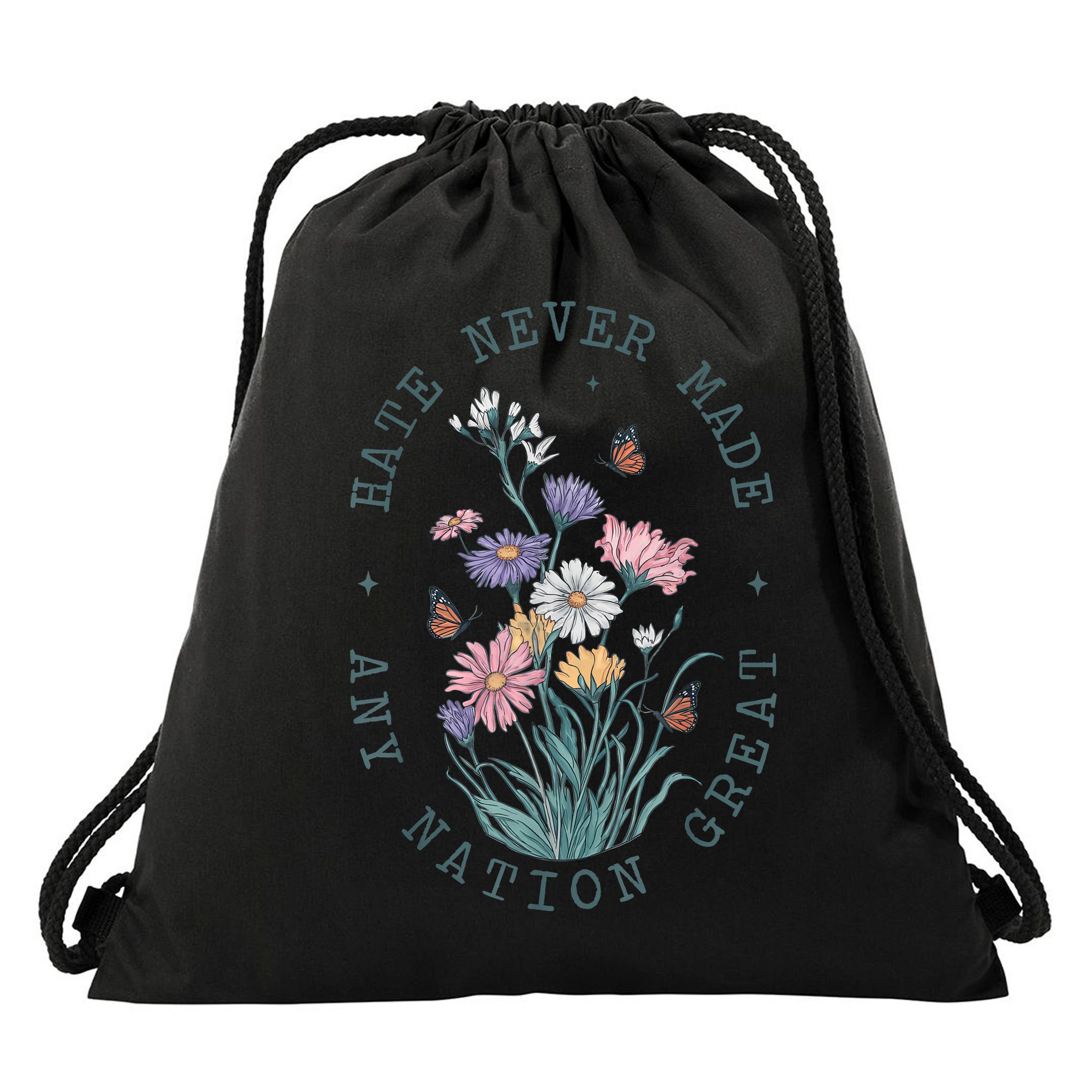Anti Trump Floral Butterflies Democrat President Liberal Drawstring Bag