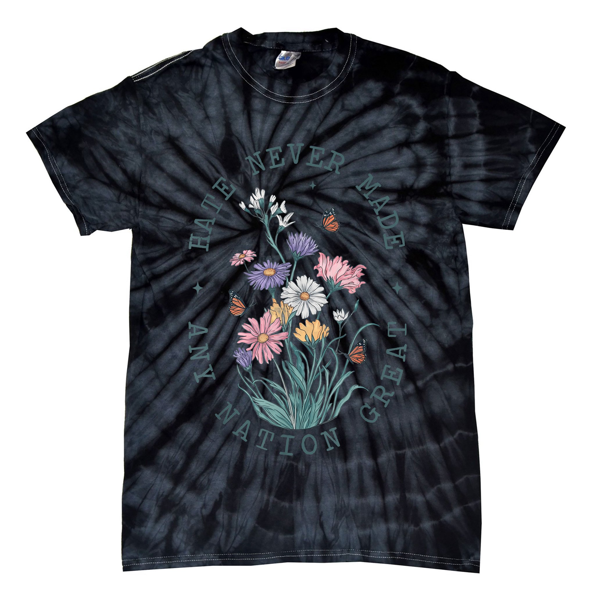 Anti Trump Floral Butterflies Democrat President Liberal Tie-Dye T-Shirt