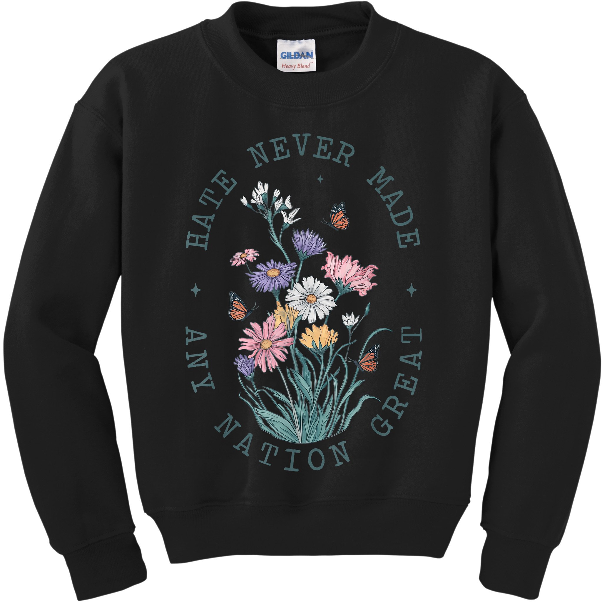 Anti Trump Floral Butterflies Democrat President Liberal Kids Sweatshirt