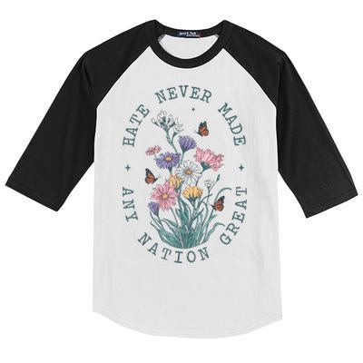 Anti Trump Floral Butterflies Democrat President Liberal Kids Colorblock Raglan Jersey