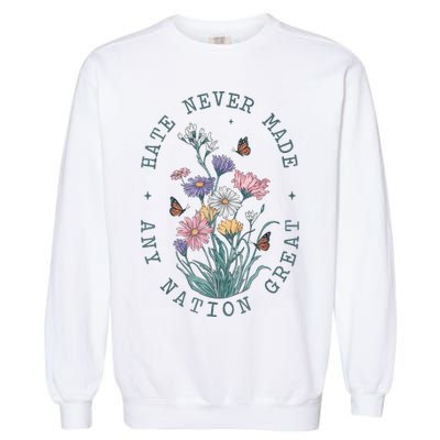 Anti Trump Floral Butterflies Democrat President Liberal Garment-Dyed Sweatshirt