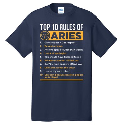 Aries Traits Facts Horoscope Zodiac Astrological Sign Gift Tall T-Shirt